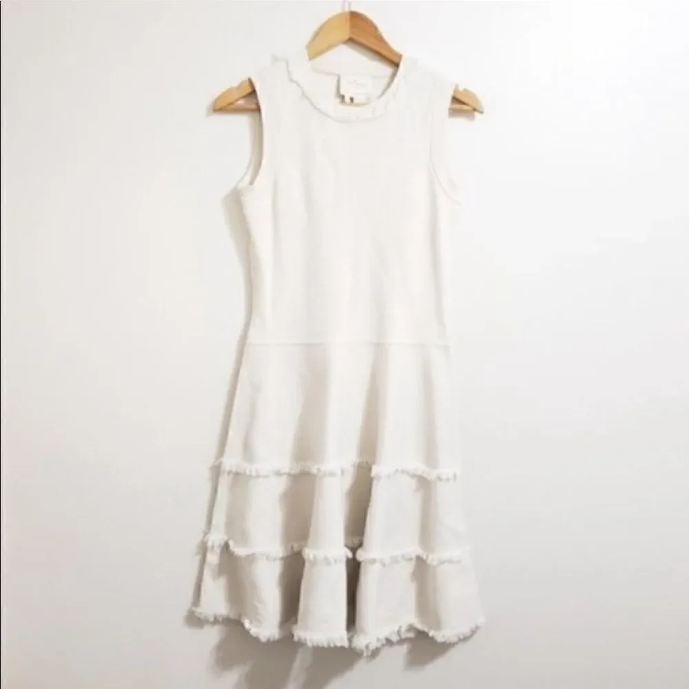 Kate Spade New York Bone White Fringe Trim Dress